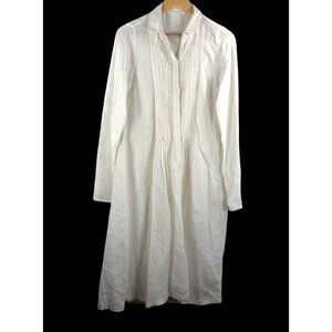 Elemente Clemente linen pleated button shirt dress cream money 90s sz‎ S